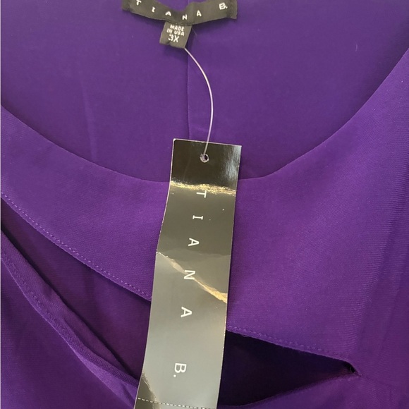 Tiana B Purple Ruched Dress | NWT | Plus Size 3X | Long Sleeve Knee Length - Picture 4 of 5